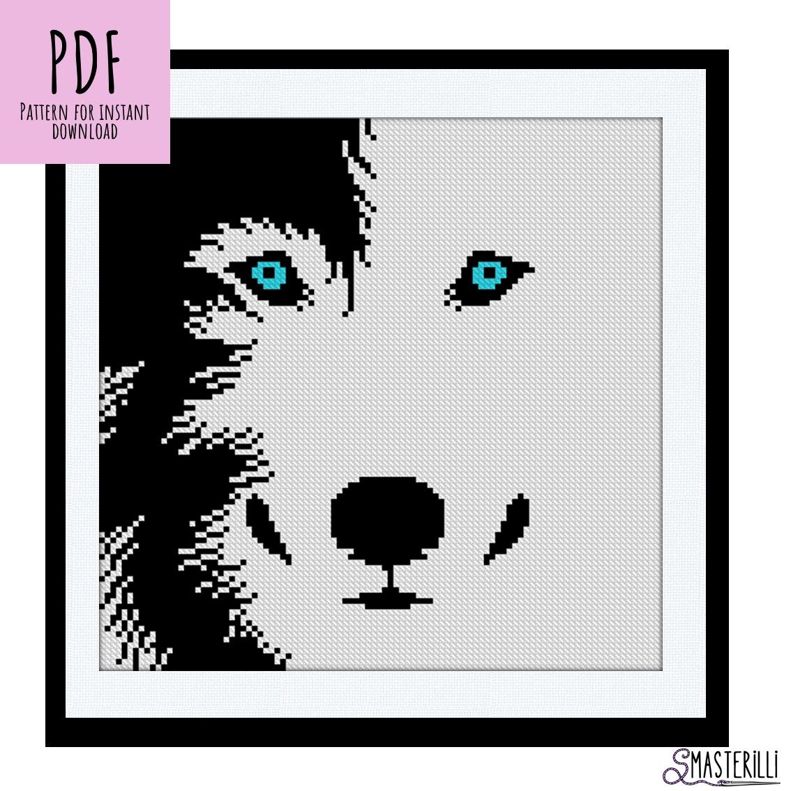 Husky Cross Stitch Pattern for Beginners, Modern Embroidery Design #0107