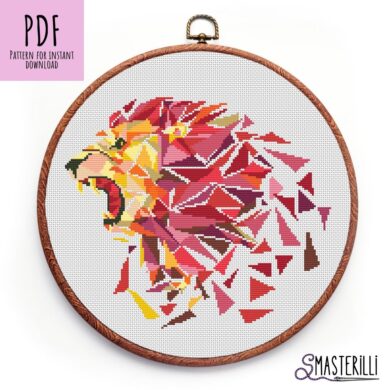 Lion Embroidery Design Cross Stitch Pattern