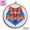 Modern Cross Stitch Pattern Rainbow Wolf #0114