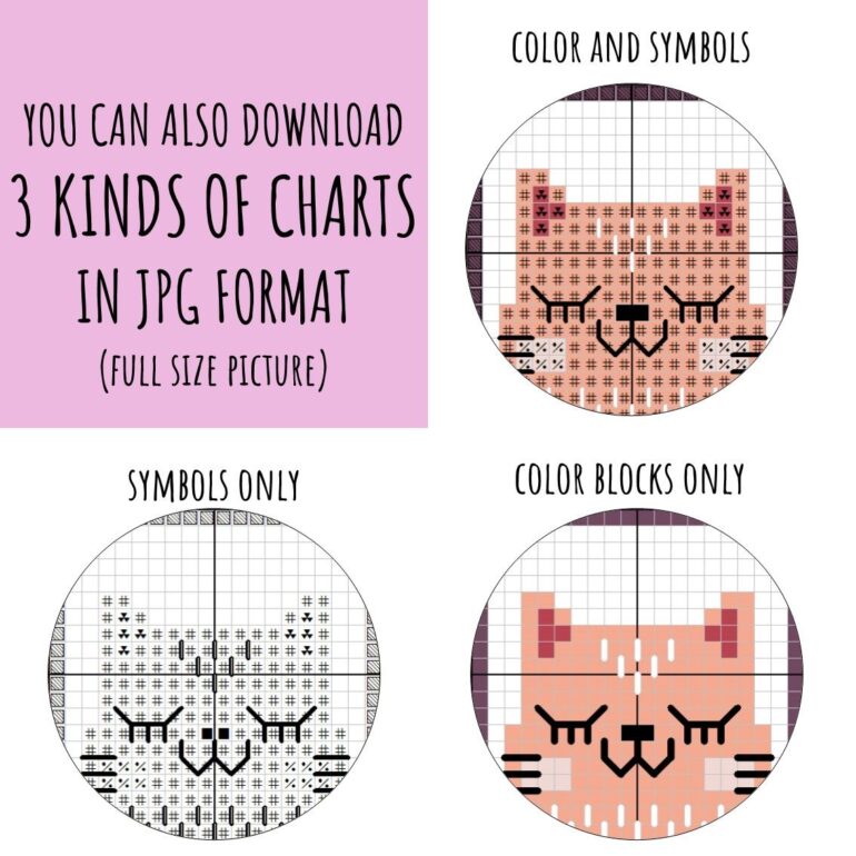 Valentine's Day Cross Stitch Gift Tag Pattern Featuring Small Cats