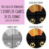 Halloween Pumpkin Embroidery Design Black Cats Cross Stitch Pattern PDF