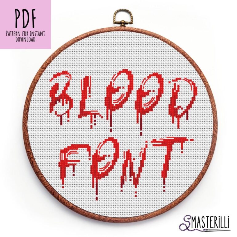 Embroidery Design PDF - Blood Alphabet Cross Stitch Pattern for Halloween #0513