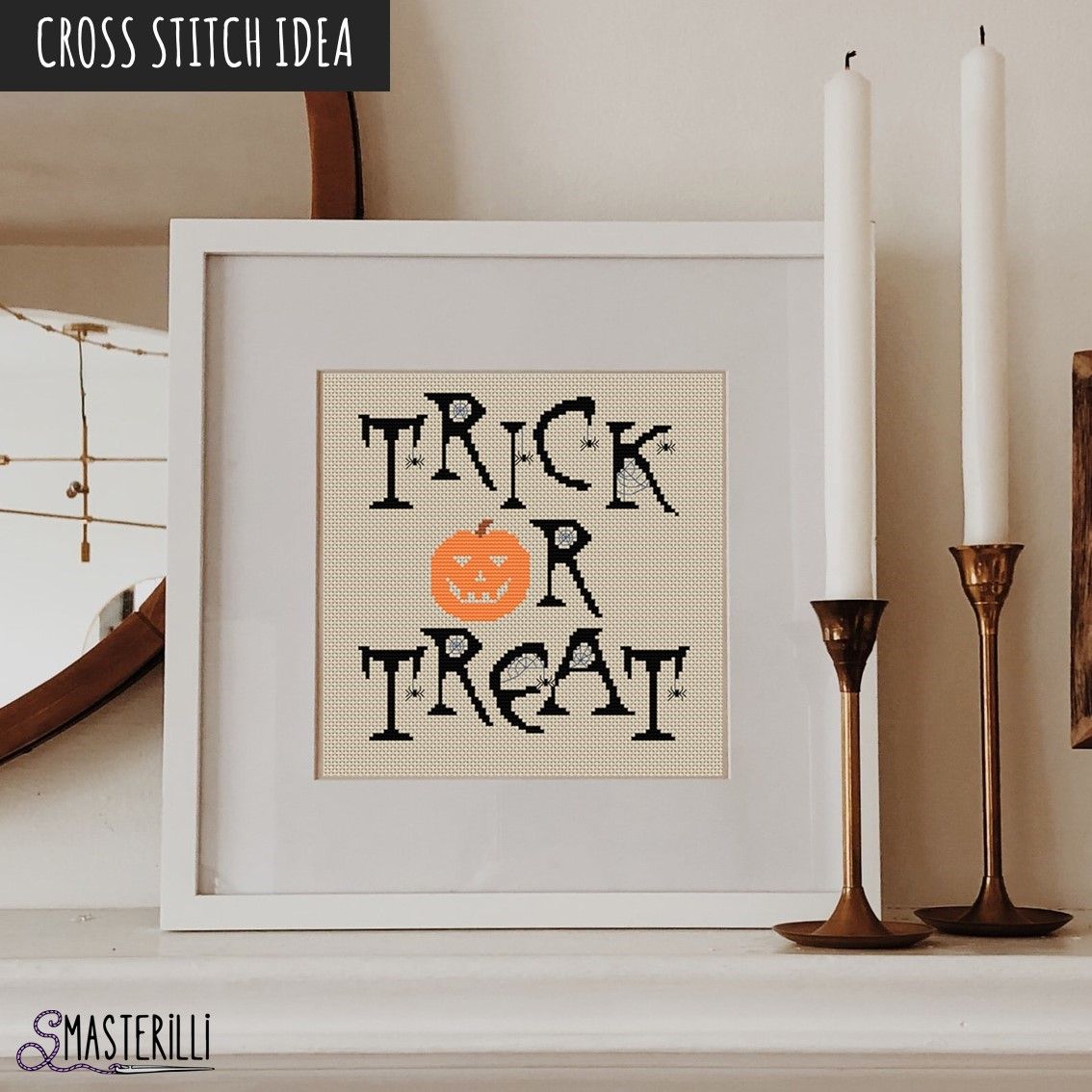 Halloween Alphabet Cross Stitch Pattern PDF, gothic letters embroidery design