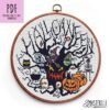 Spooky Tree Embroidery Design, Halloween Cross Stitch Pattern PDF and JPG