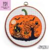 Halloween pumpkin cross stitch pattern PDF, embroidery ornament by Smasterilli