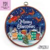 Christmas Town Cross Stitch Pattern PDF, santa embroidery design