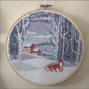 Winter landscape cross stitch pattern