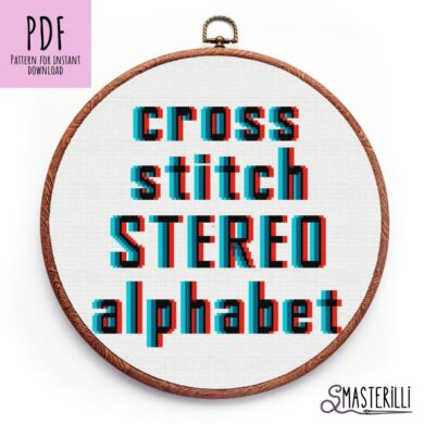 Retro Game Alphabet Embroidery Design - Stereo Cross Stitch Letters and Numbers