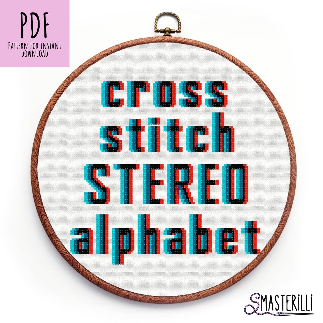 Retro Game Alphabet Embroidery Design - Stereo Cross Stitch Letters and Numbers