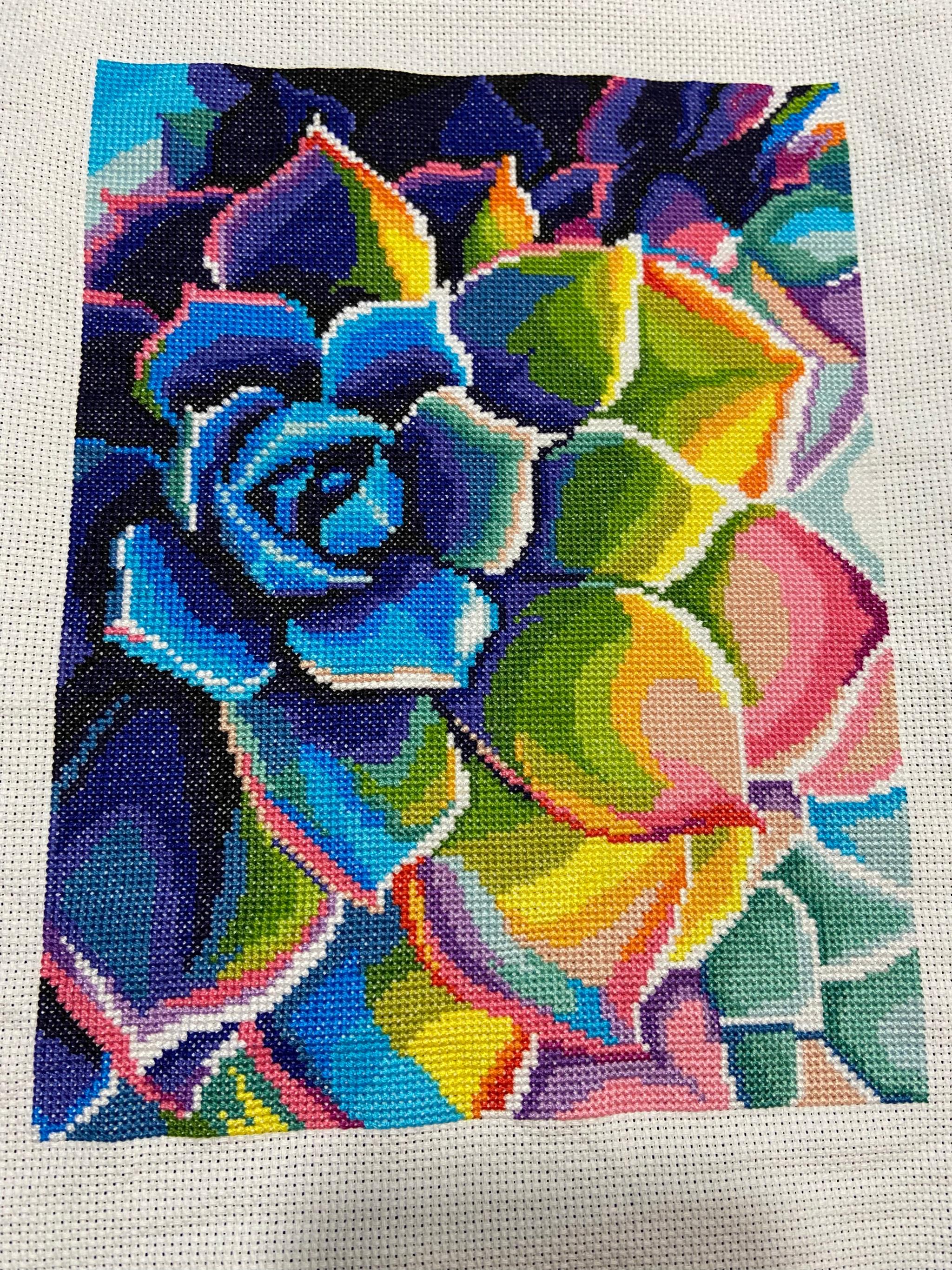 Rainbow succulent cross stitch pattern PDF , large embroidery design by Smasterilli
